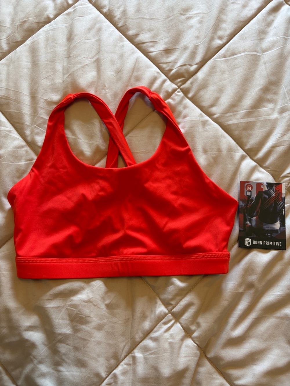 Born Primitive Bright Red-Orange Cross-Back Sports Bra